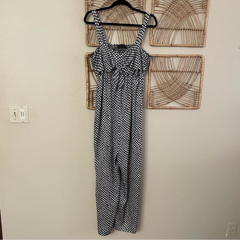 Hatch Maternity Jumpsuit Silky‎ Floral Tie Bust Wide Leg Pockets One Size B10